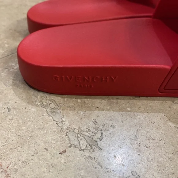 Authentic Givenchy Red Logo Slides - Picture 9 of 11